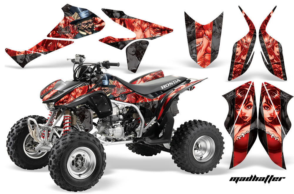 Honda TRX450 Graphics Kit MADHATTER BLACK REDSTRIPE